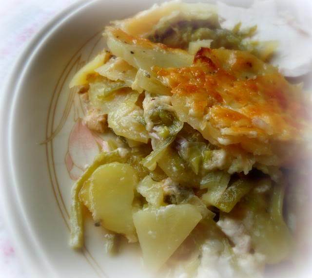 Escalloped Runner Bean and Potatos