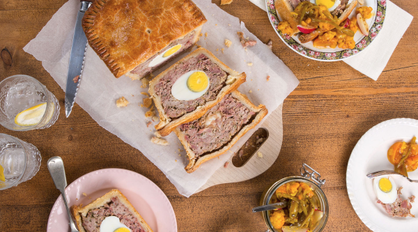 Pork and Egg Pie with Piccalilli